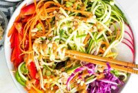 Fresh Spring Roll Salad Bowl with Creamy Peanut Sauce