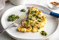 Golden Seared Cauliflower Steaks with Herbaceous Chimichurri
