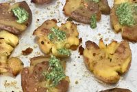 Perfectly Crispy Smashed Potatoes with Fresh Pesto