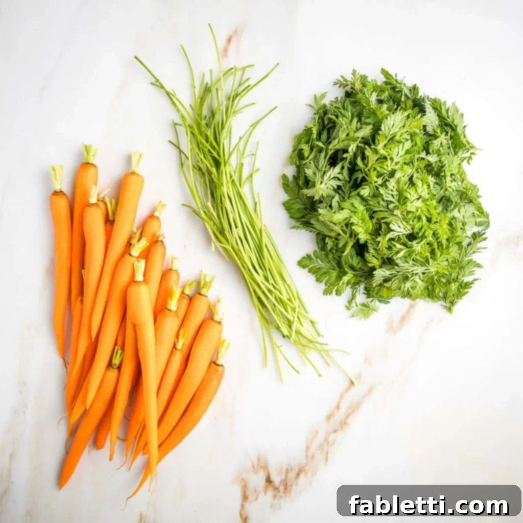 Vibrant Carrot Top Pesto 6 Carrots trimmed, carrot green stems and carrot tops