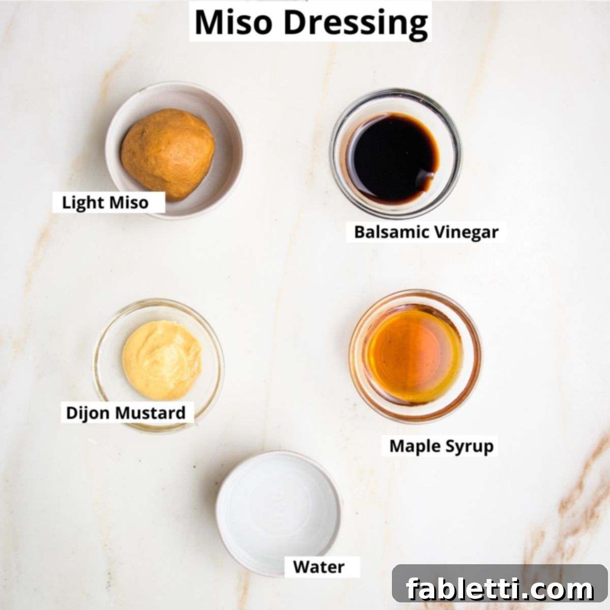 Rustic Tuscan Chopped Kale Medley 4 Miso dressing labeled ingredients: balsamic vinegar, light miso, dijon mustard, maple syrup, water.