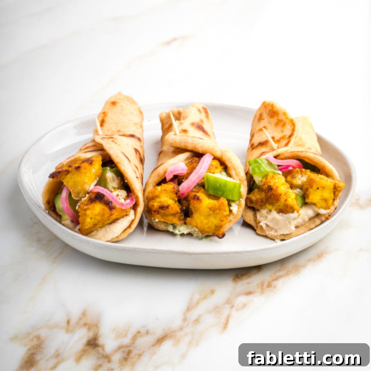 Flavorful Vegan Tofu Shawarma 11 A close-up shot of a vibrant bowl featuring freshly cooked tofu shawarma, green salad, cherry tomatoes, and a generous drizzle of tahini sauce, showcasing a delicious and healthy meal.
