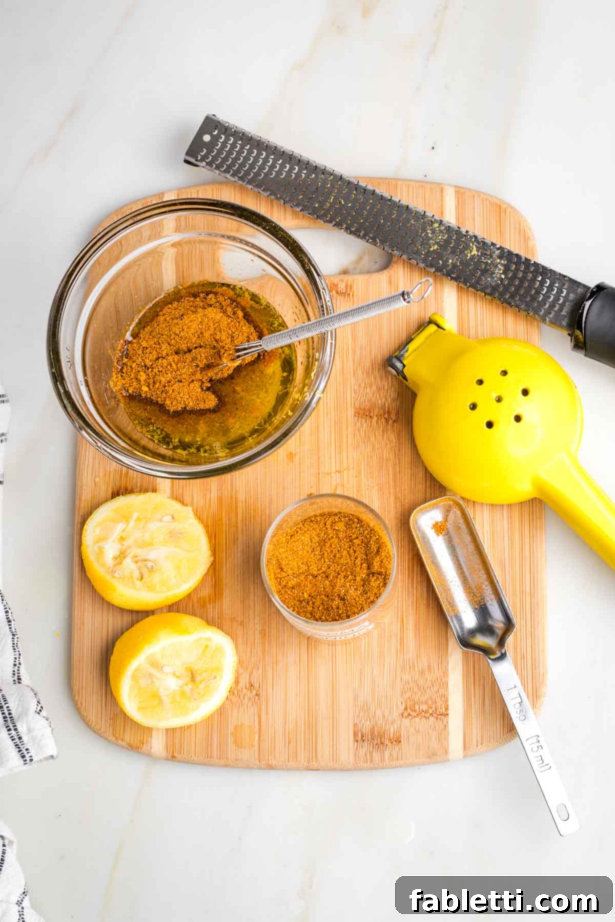 Ultimate Shawarma Spice Mix 5 Turning shawarma spice blend into paste by whisking together olive oil, lemon zest and juice with the seasoning.