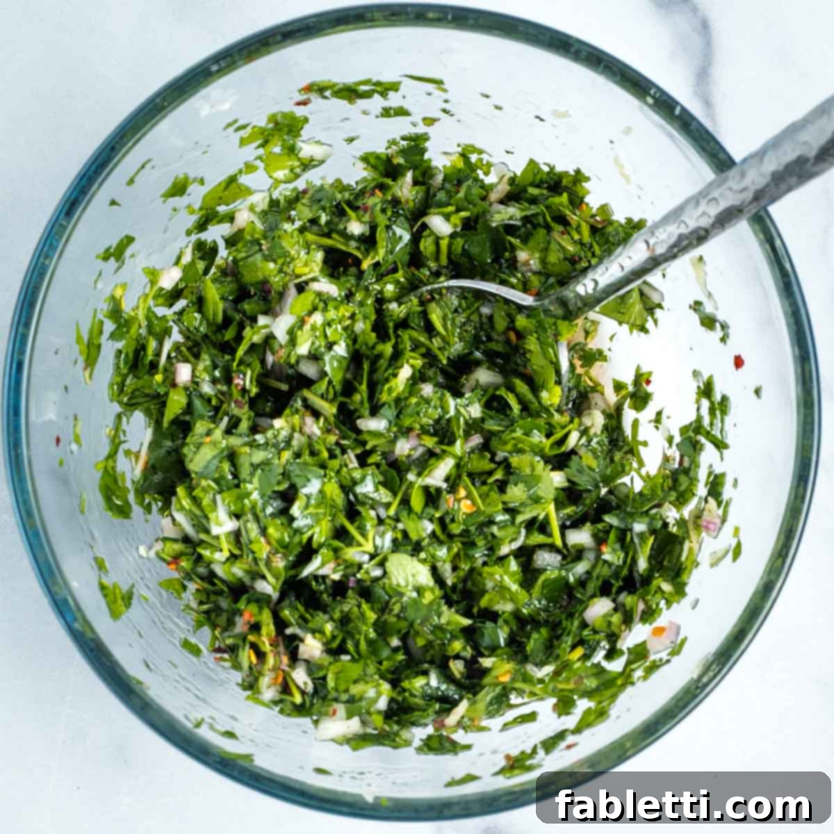 Zesty Chimichurri Portobello Steaks 12 Fresh and vibrant green chimichurri sauce, with flecks of crushed red pepper, pink shallots and grated garlic.