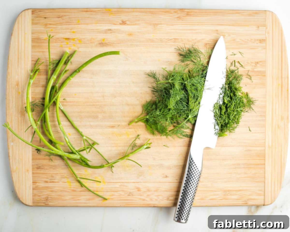 Zingy Vegan Tofu Egg Salad 6 Fresh dill fronds separated from the stems and then minced.