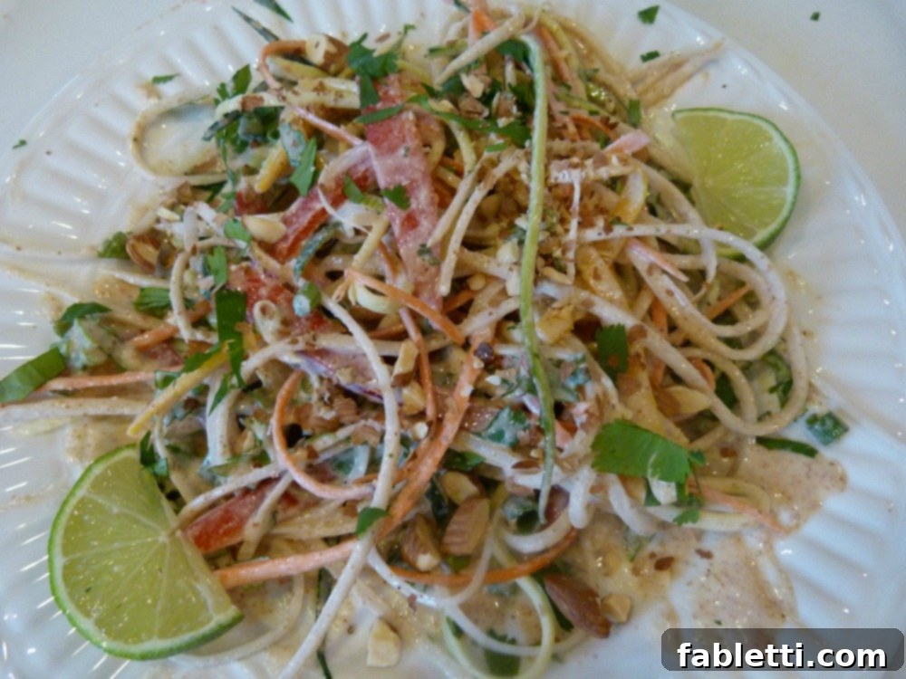 Gluten-free and Vegan Veggie Pad Thai served in a bowl