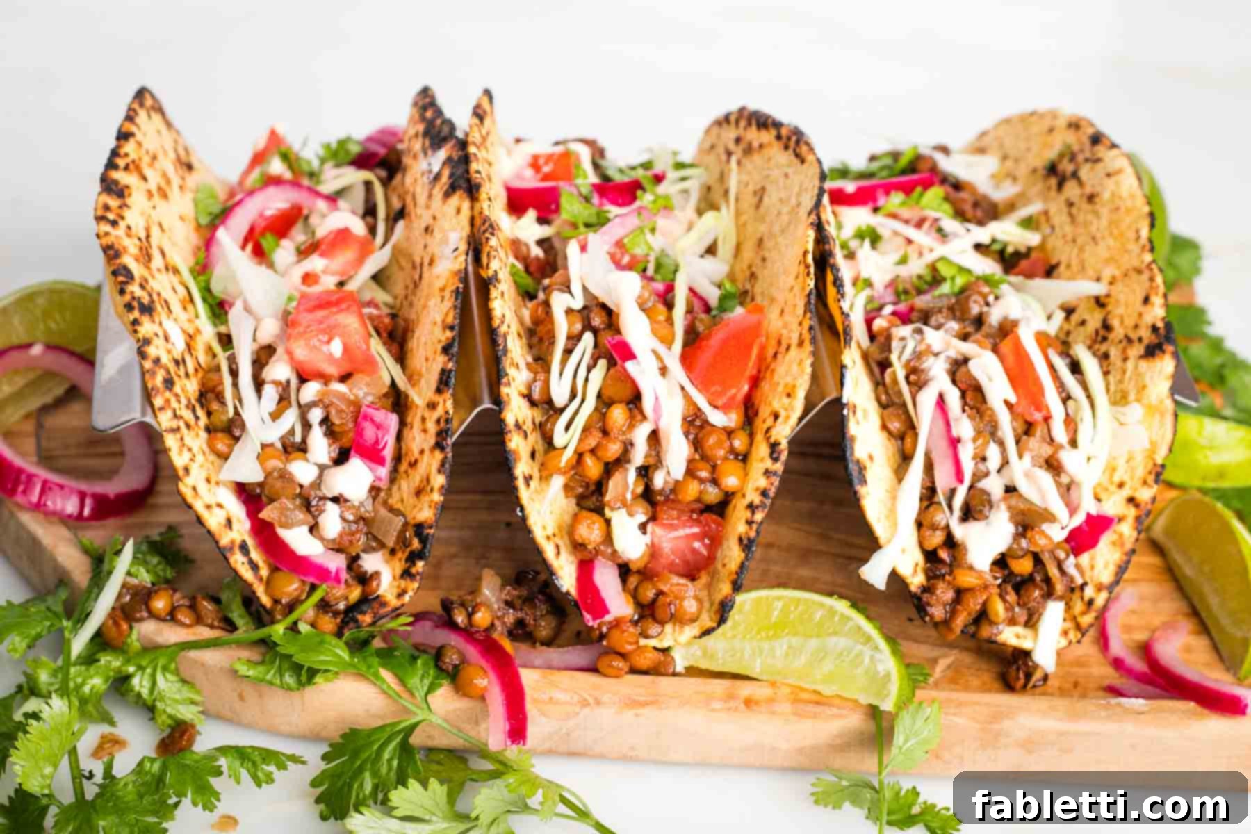 Hearty Vegan Lentil Tacos 11 Assortment of vibrant taco toppings including avocado, salsa, and fresh vegetables, ready for customization.