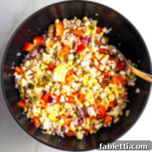 Zesty Israeli Corn and Pickle Salad 11 Chopped pickles, red peppers and purple onions with corn.
