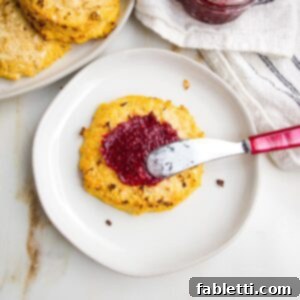 Flavorful Cauliflower Onion Buns 13 A white plate featuring a cauliflower bun being spread with vibrant raspberry jam, highlighting its versatility as a snack or meal component.