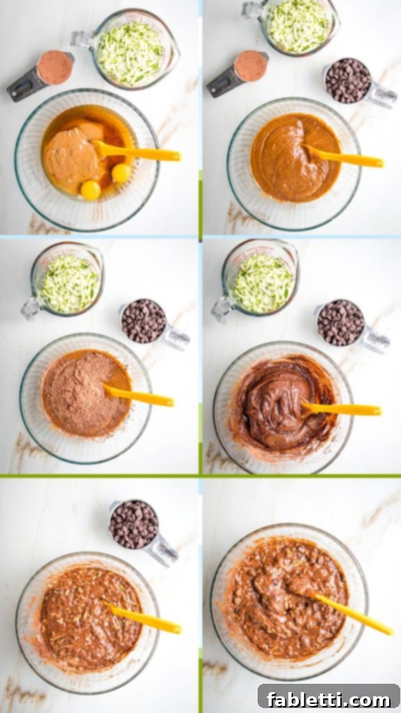 Secret Garden Chocolate Brownies 3 Step-by-step imagery showcasing the simple process of making delicious chocolate zucchini brownies from wholesome ingredients.