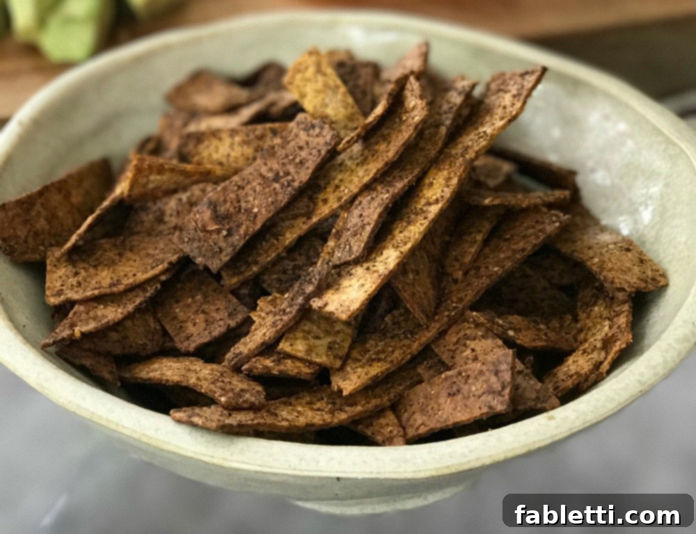 Oven-Crisped Taco Salad 5 Spiced Tortilla Strips are crunchy and tasty!