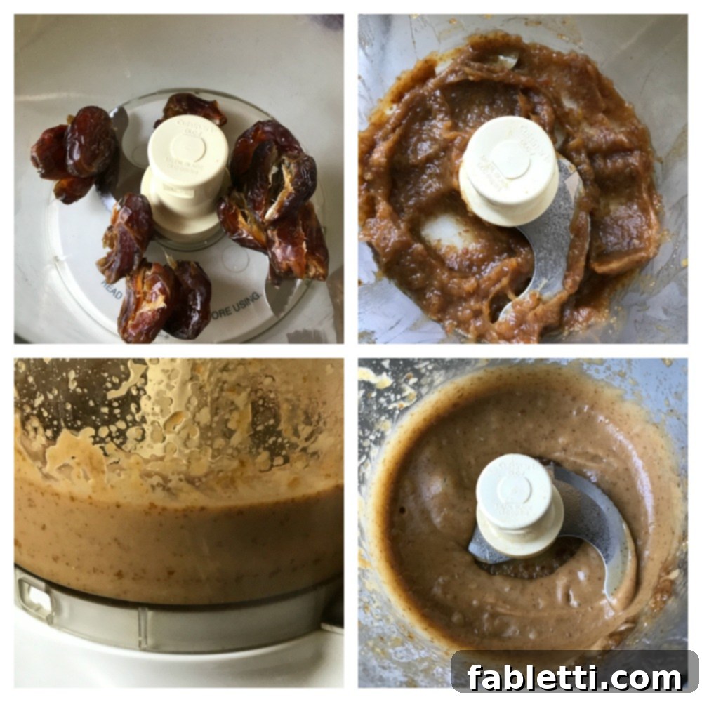 Nourishing Chocolate Oat Granola 3 Food processor with dates being processed into paste.