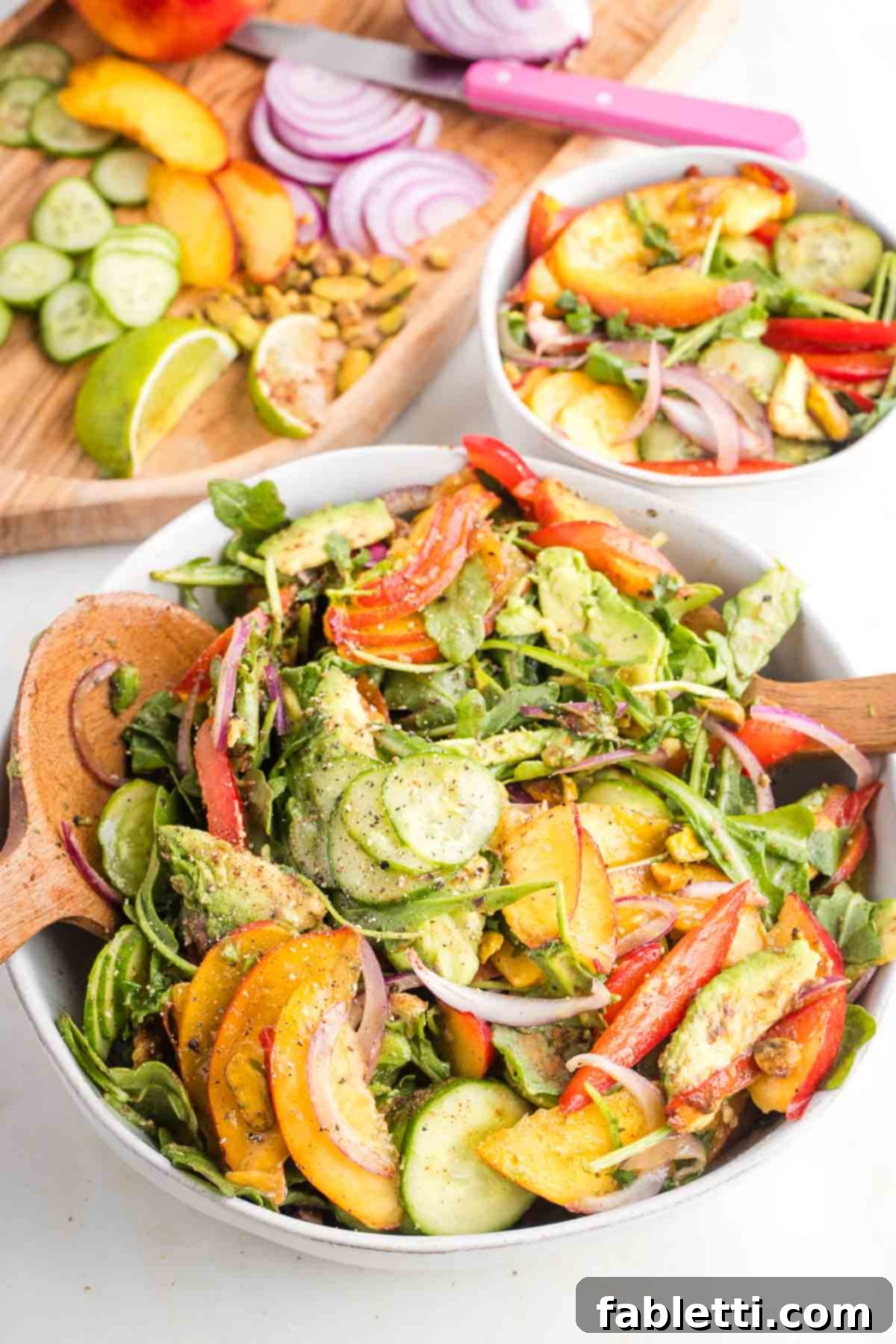 Vibrant Nectarine Arugula Salad 9 Debra's Pro Tips image: A beautifully arranged Nectarine Salad, highlighting fresh ingredients and vibrant colors.