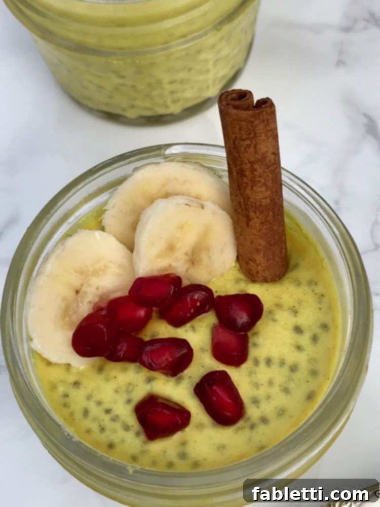 Golden Glow Chia Pudding 6 Chia Pudding with vibrant pomegranate seeds