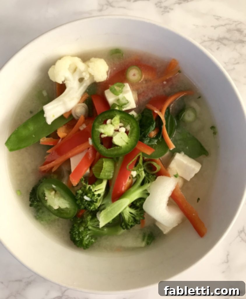 Effortless Garden Vegetable Miso 7 Simple Miso Soup served in a bowl