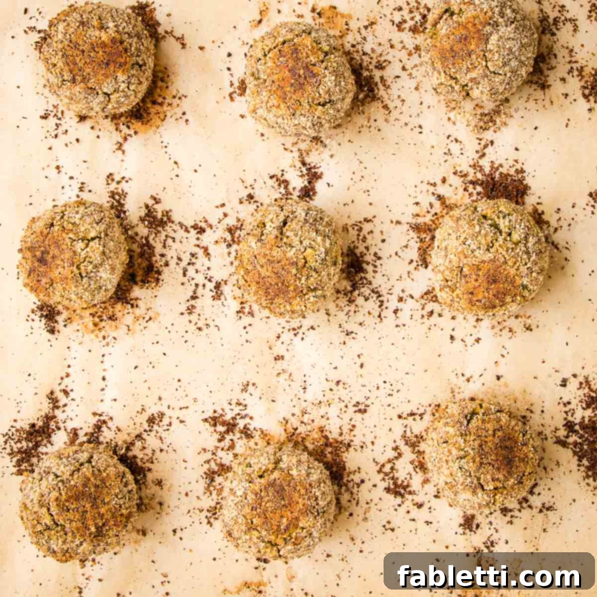 Deliciously Healthy Baked Falafel 13 A close-up view of nine perfectly baked falafel balls, golden and crispy on the outside, resting on a baking tray.