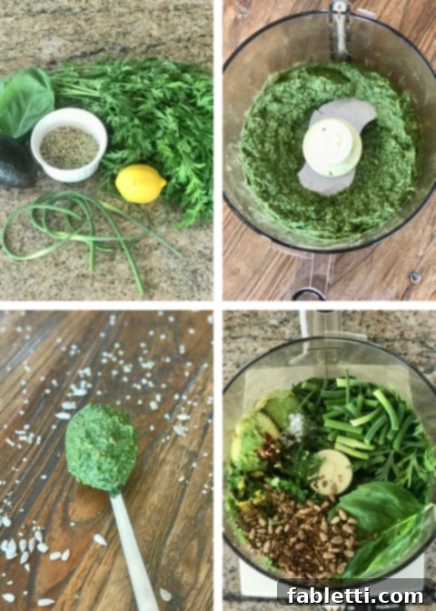 Roasted Vegetables with Carrot Top Pesto 4 Roasted Veggies with Carrot Top Pesto. Wholesome ingredients for a healthy dish.