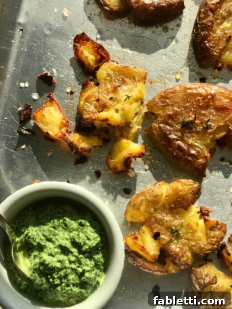 Perfectly Crispy Smashed Potatoes with Fresh Pesto 6 Crispy Smashed Potatoes with Pesto