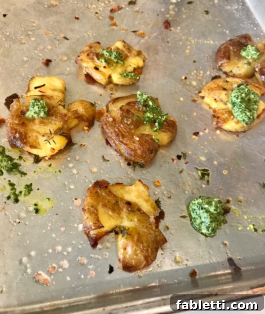Perfectly Crispy Smashed Potatoes with Fresh Pesto 9 Crispy Smashed Potatoes with Pesto