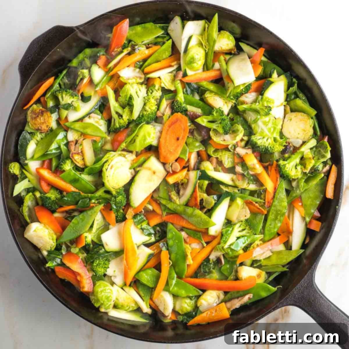 Quick and Flavorful Teriyaki Vegetable Stir-Fry 11 Broccoli florets, mushrooms, bell peppers, bok choy, and snow peas added to the pan.