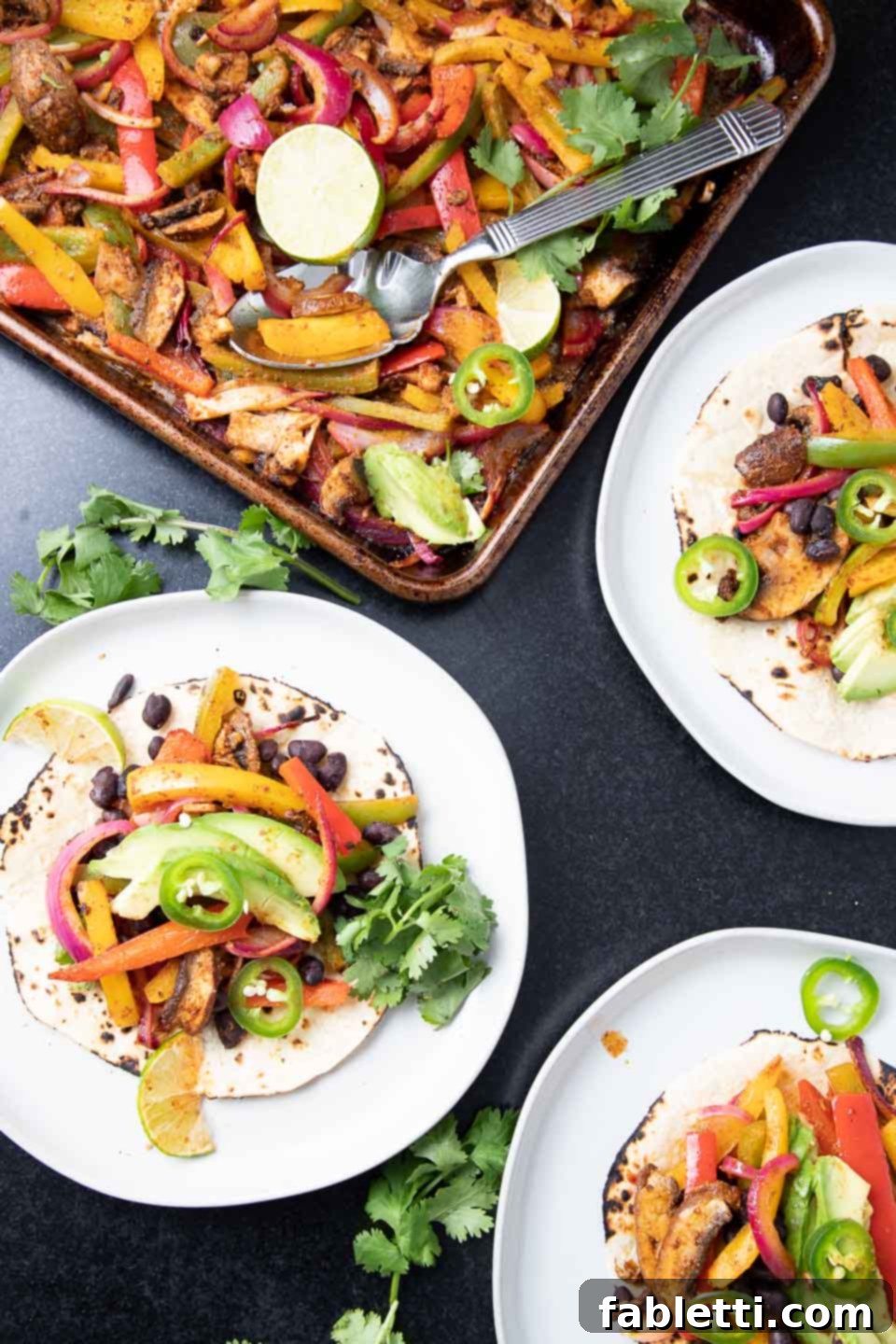 Roasted veggies on shells with avocado