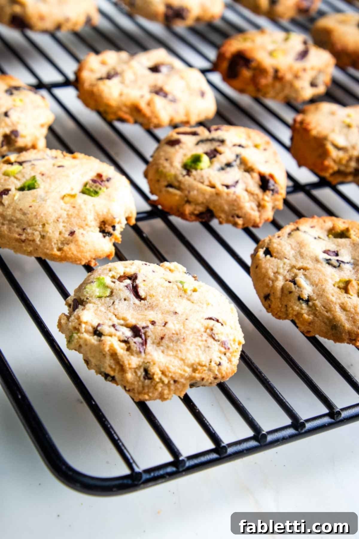 Guilt-Free Chocolate Chunk Bliss 11 Cooling rack with freshly baked cookies.
