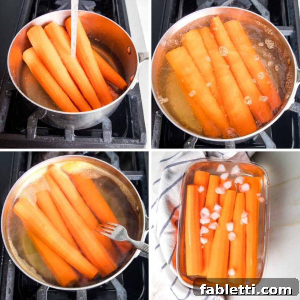 Step by Step boiling whole carrots 