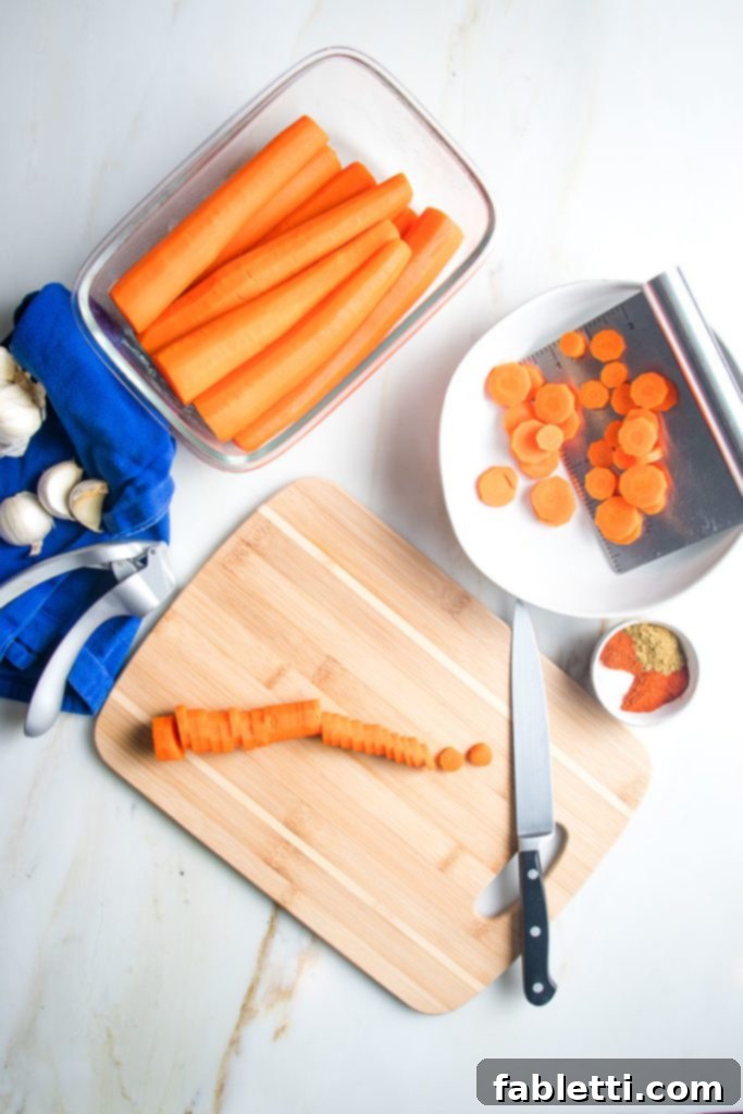 Carrots, whole and sliced plus spices and garlic