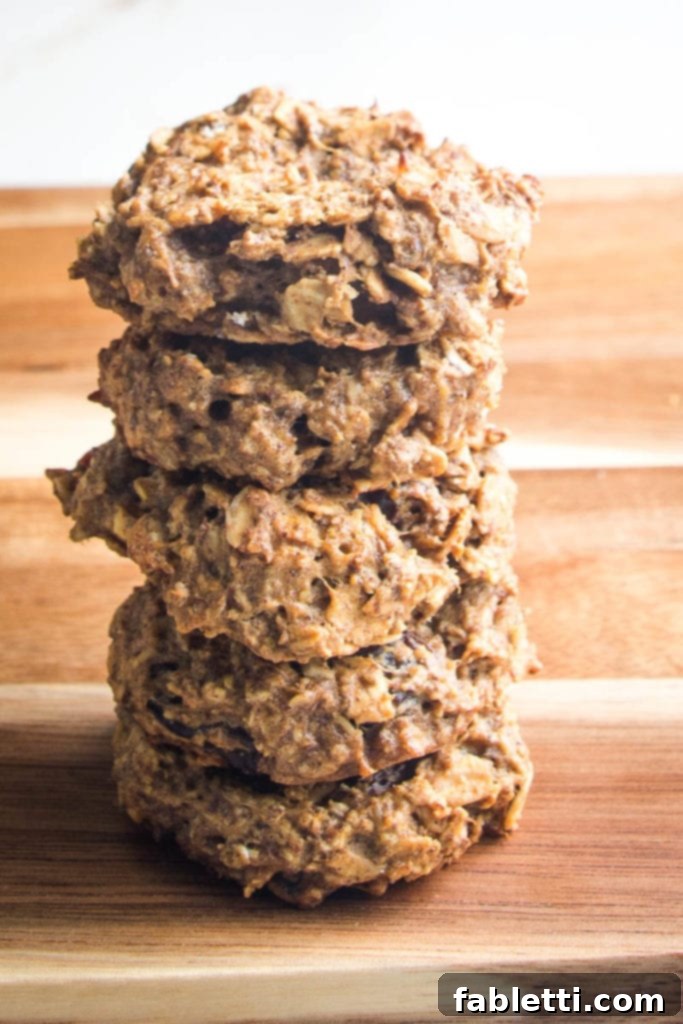 Speedy 15-Minute Oatmeal Raisin Delights 10 A beautifully arranged stack of wholesome oatmeal raisin cookies, highlighting their versatility as a healthy breakfast or delightful dessert.