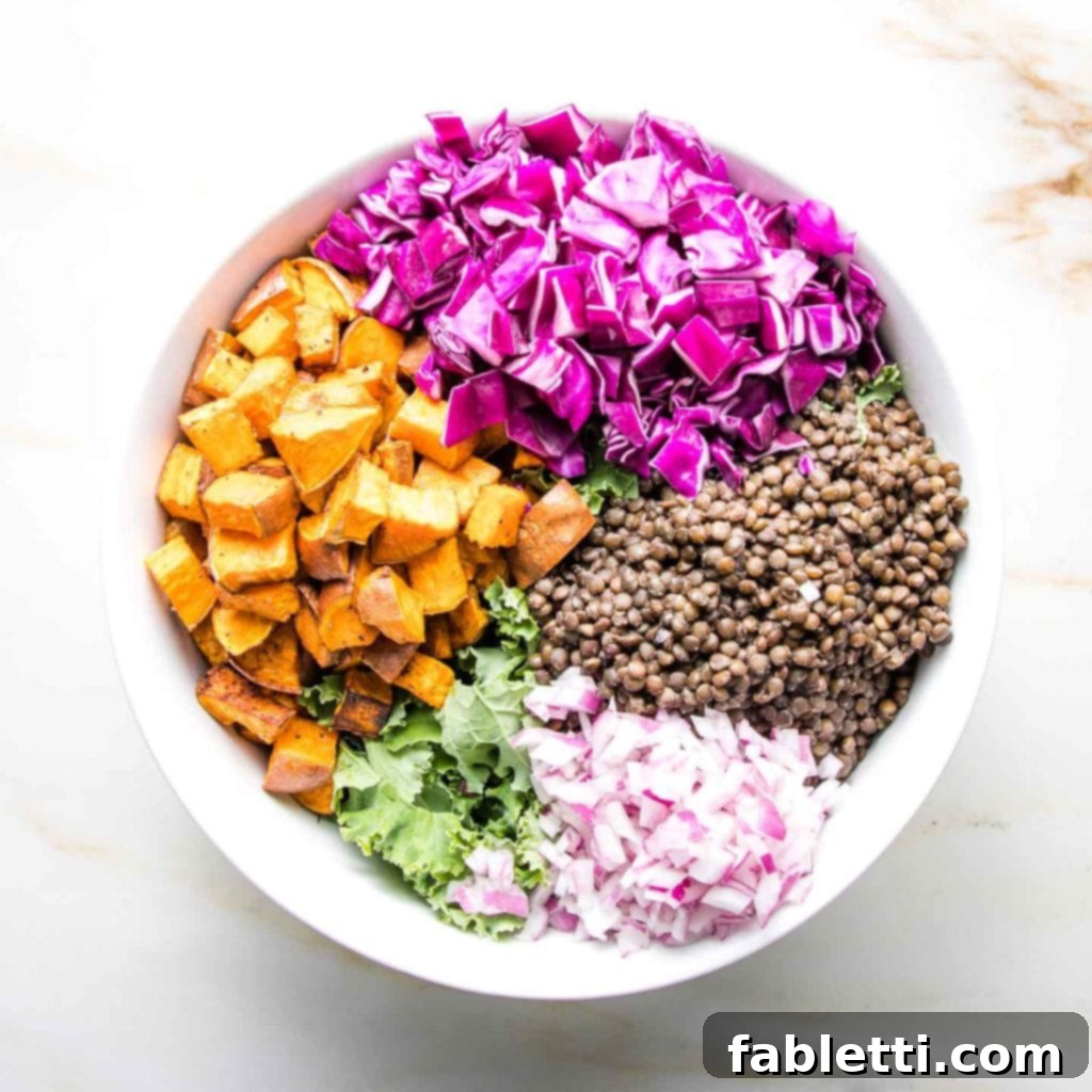 Vibrant Vegan Lentil Medley 10 Finely diced purple onion.