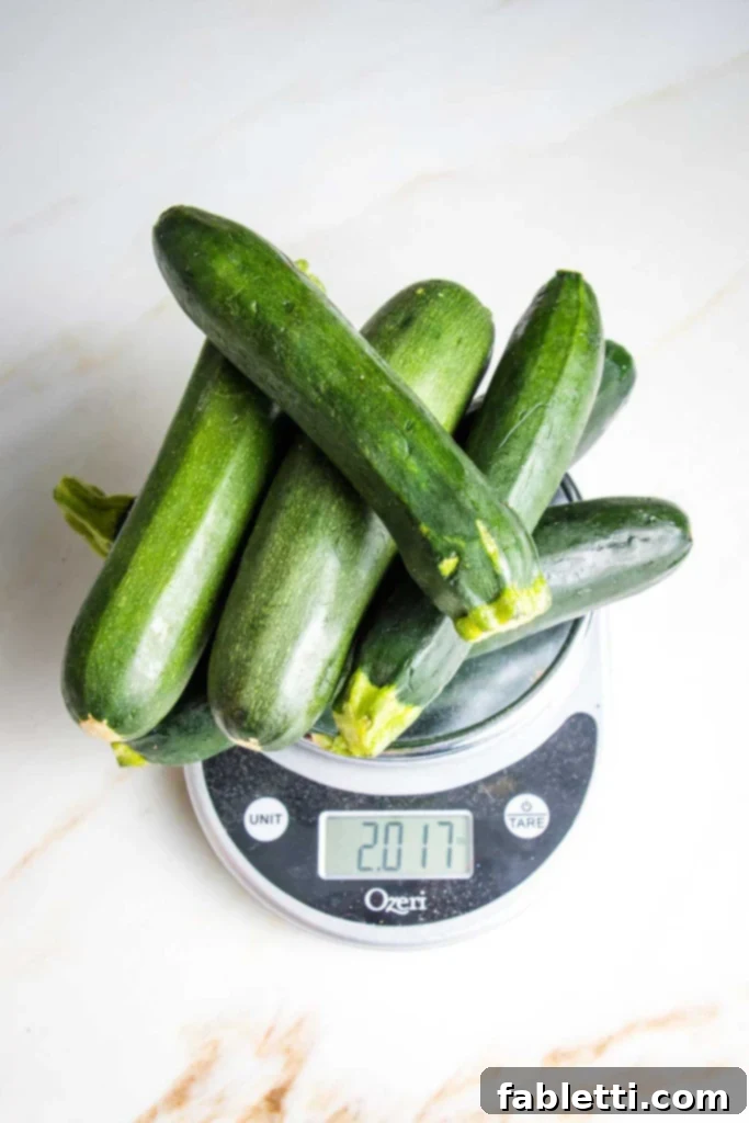 Velvety Zucchini Soup 3 Pile of zucchini on top of a scale that reads 2lbs.