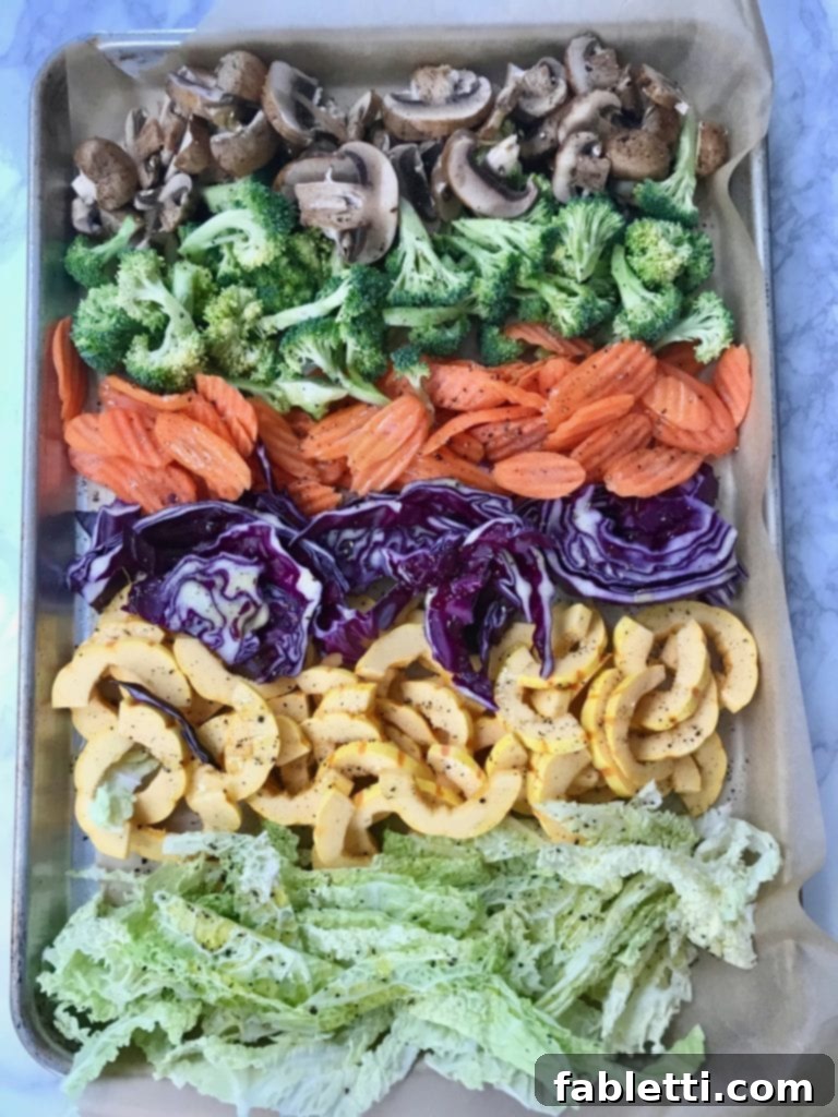 School Success Starts with Healthy Habits 3 A sheet pan with various vegetables ready for roasting.