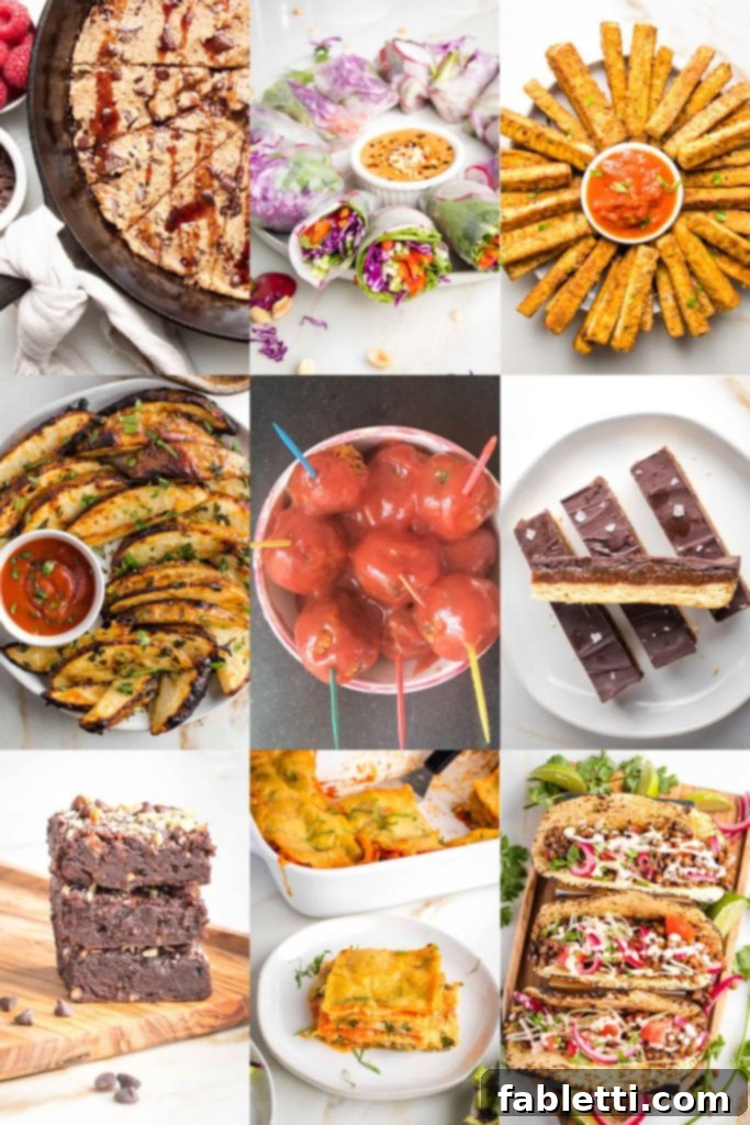 Collage of healthy game day food photos including cookies, brownies, meatballs, mozzarella sticks, fries, lasagna, and tacos, all suitable for Super Bowl parties.